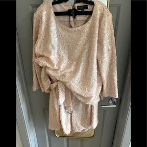 Blush Sequin Crop Top and High Waste Shorts